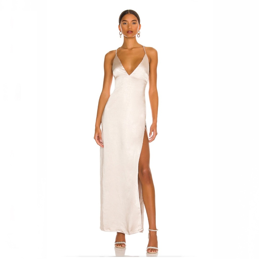 REVOLVE MORE TO COME Regina Maxi Dress in Champagne Size M